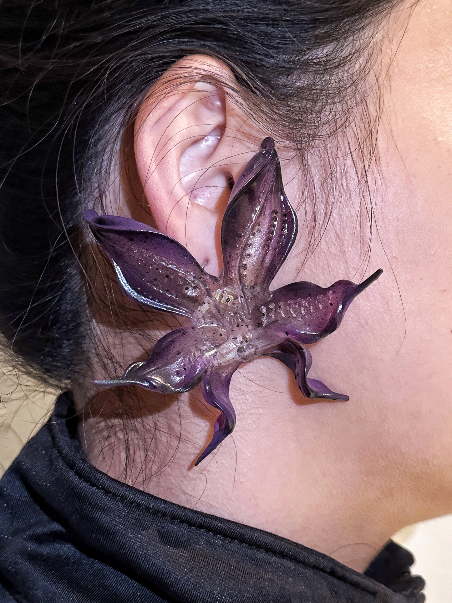 Dark Angel Orchid Earrings