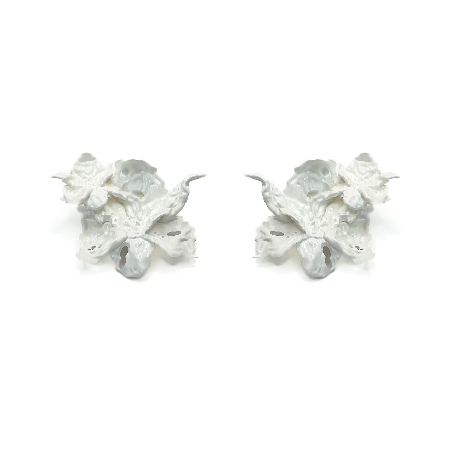 White Daffodils Blossom Duo Flower Earring