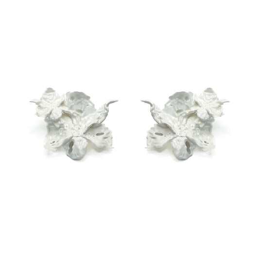 White Daffodils Blossom Duo Flower Earring