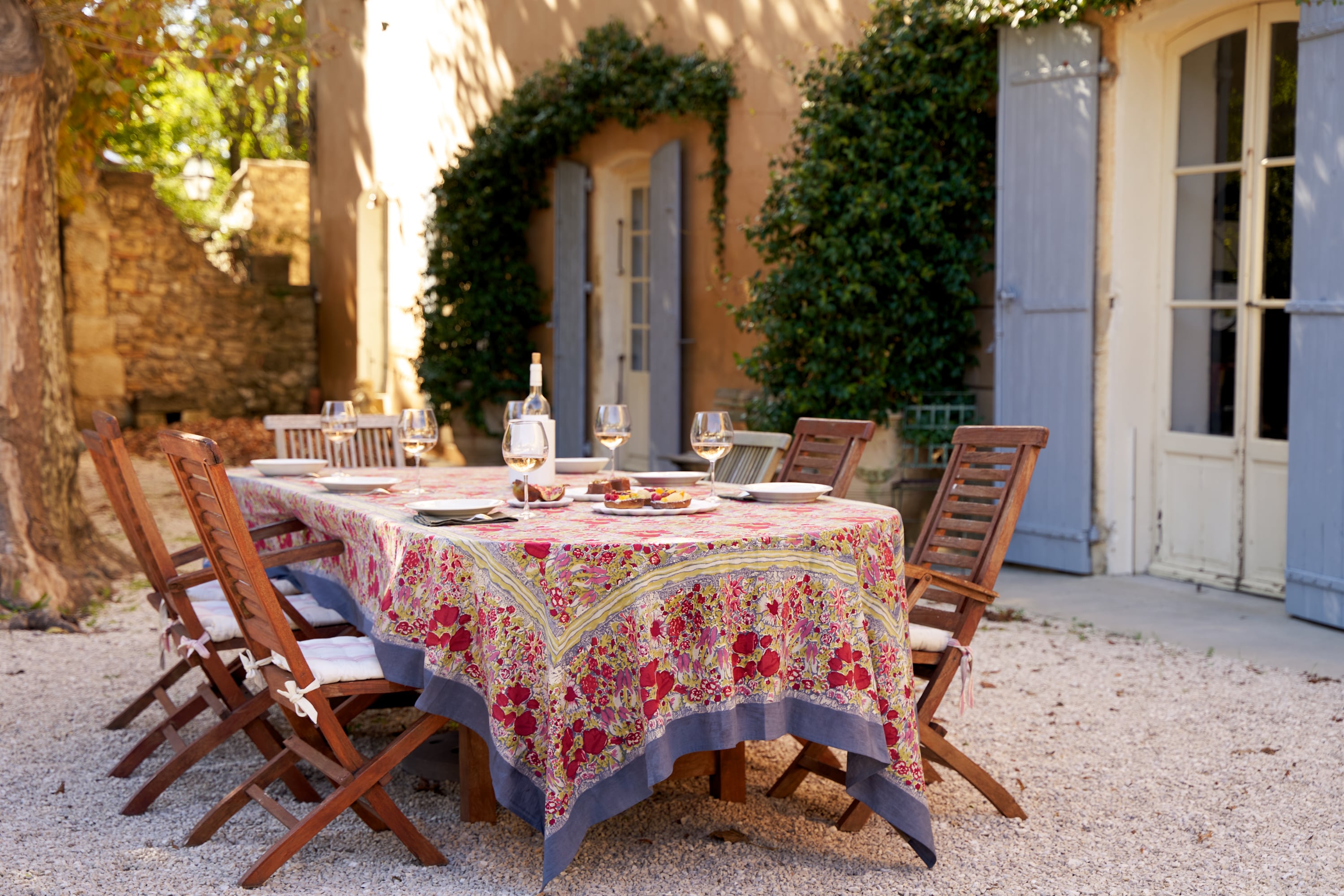 Nappe Française Jardin Gris Rouge