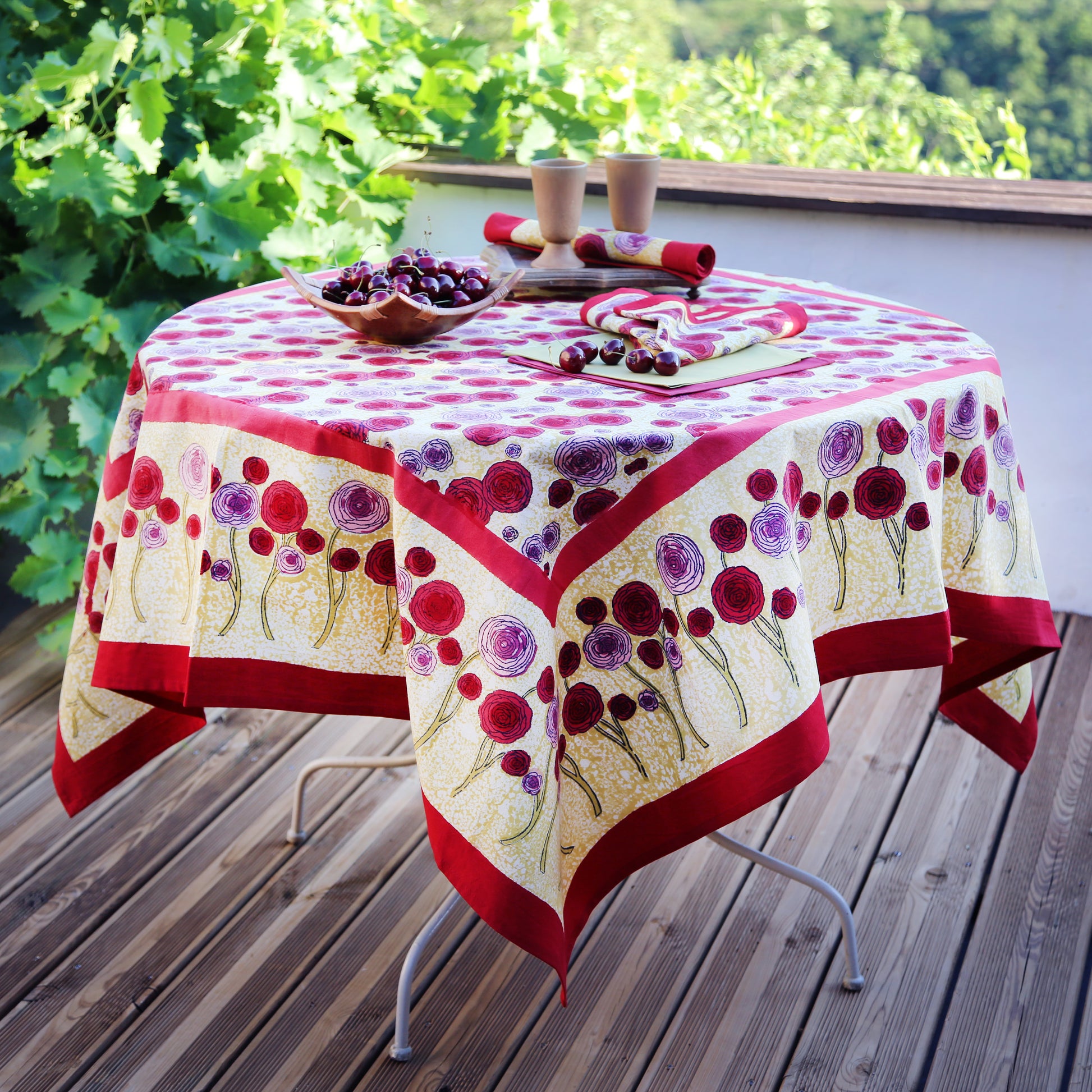 Nappe Renoncule Vert Rouge