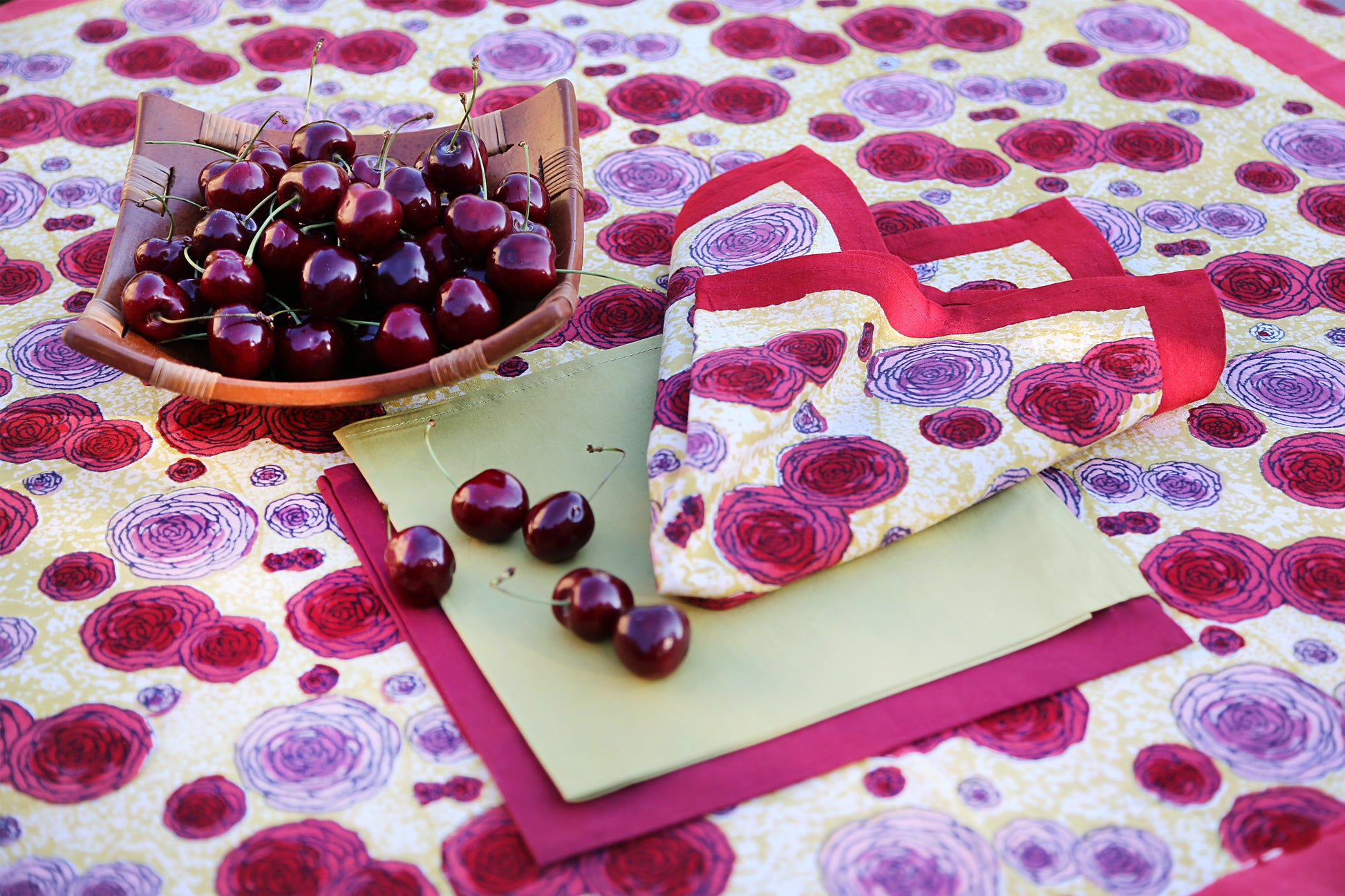 Nappe Renoncule Vert Rouge
