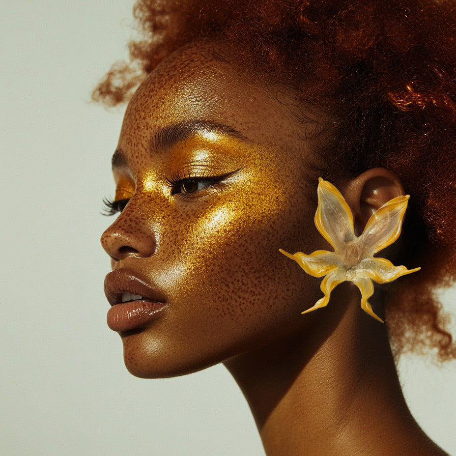 Boucles d'oreilles Orchidée Moutarde Épicée