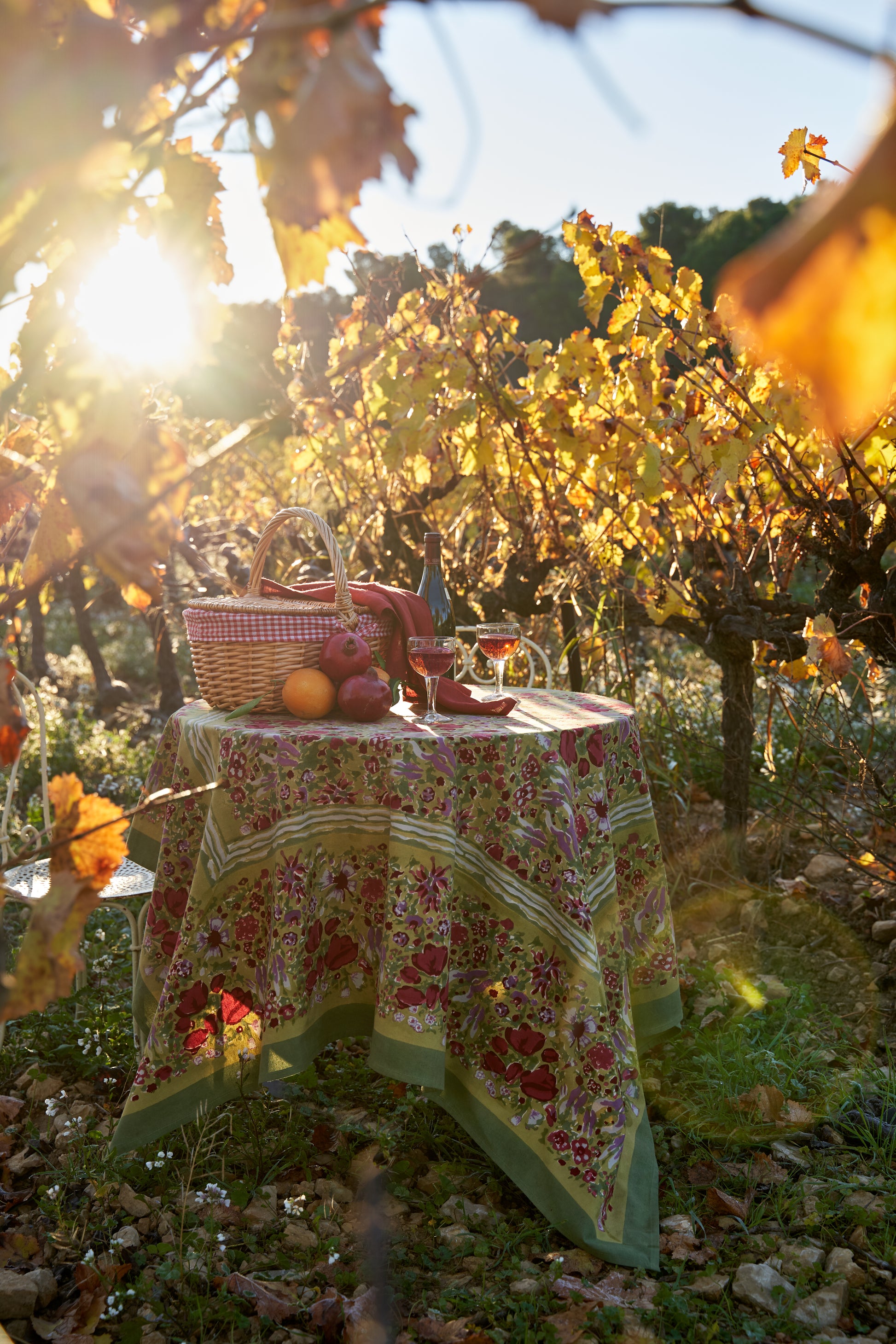 Nappe Française Jardin Vert Rouge
