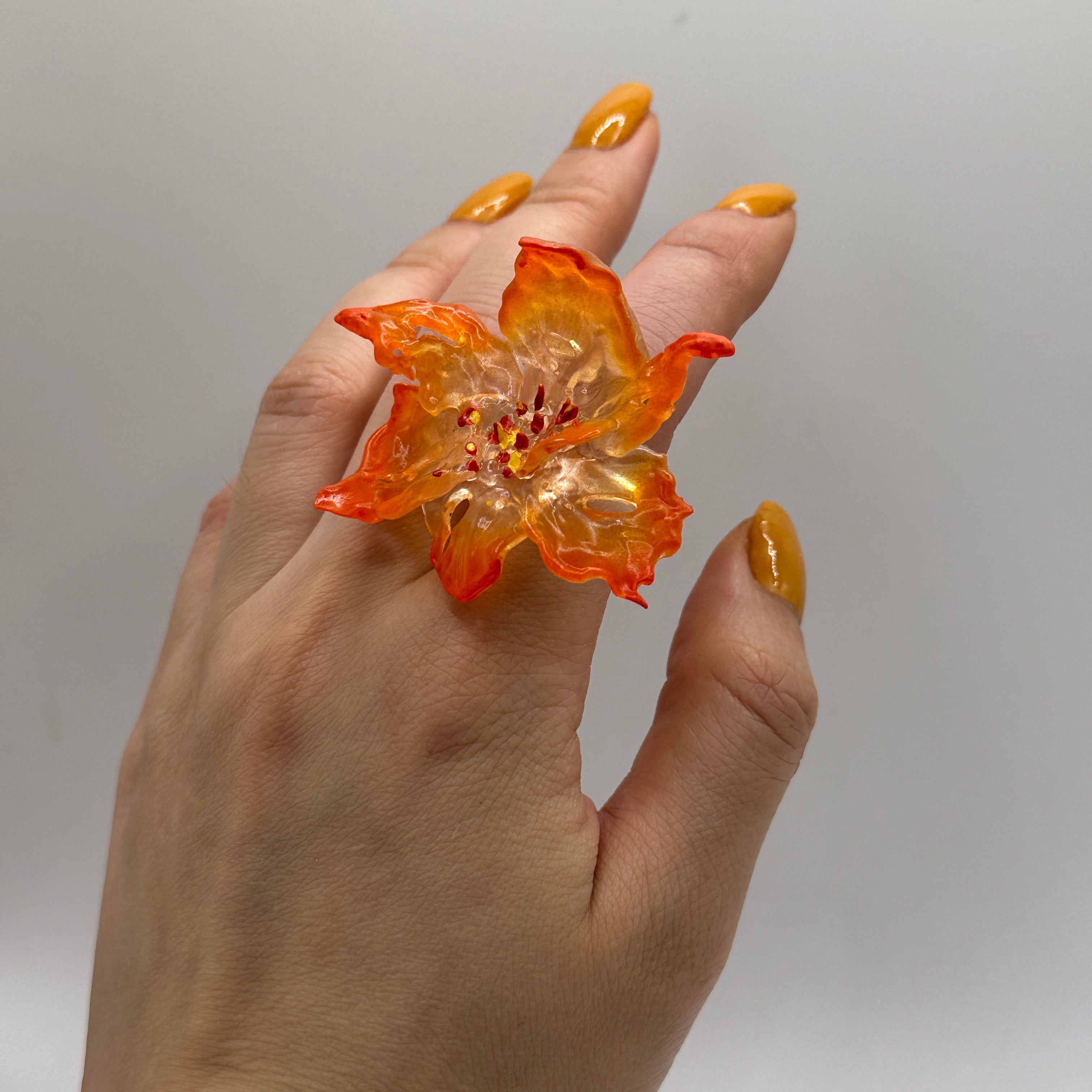Bague Fleur de Jonquille Nº1 - Bordure Orange Brûlée