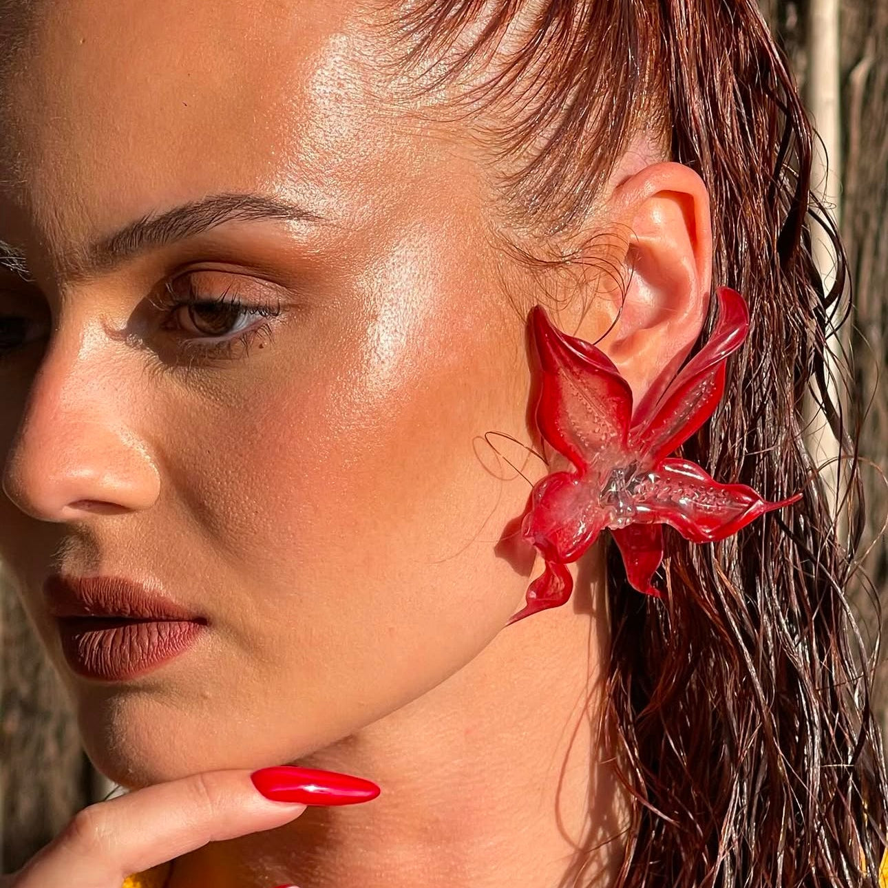 Boucles d'oreilles Orchidée Flamme