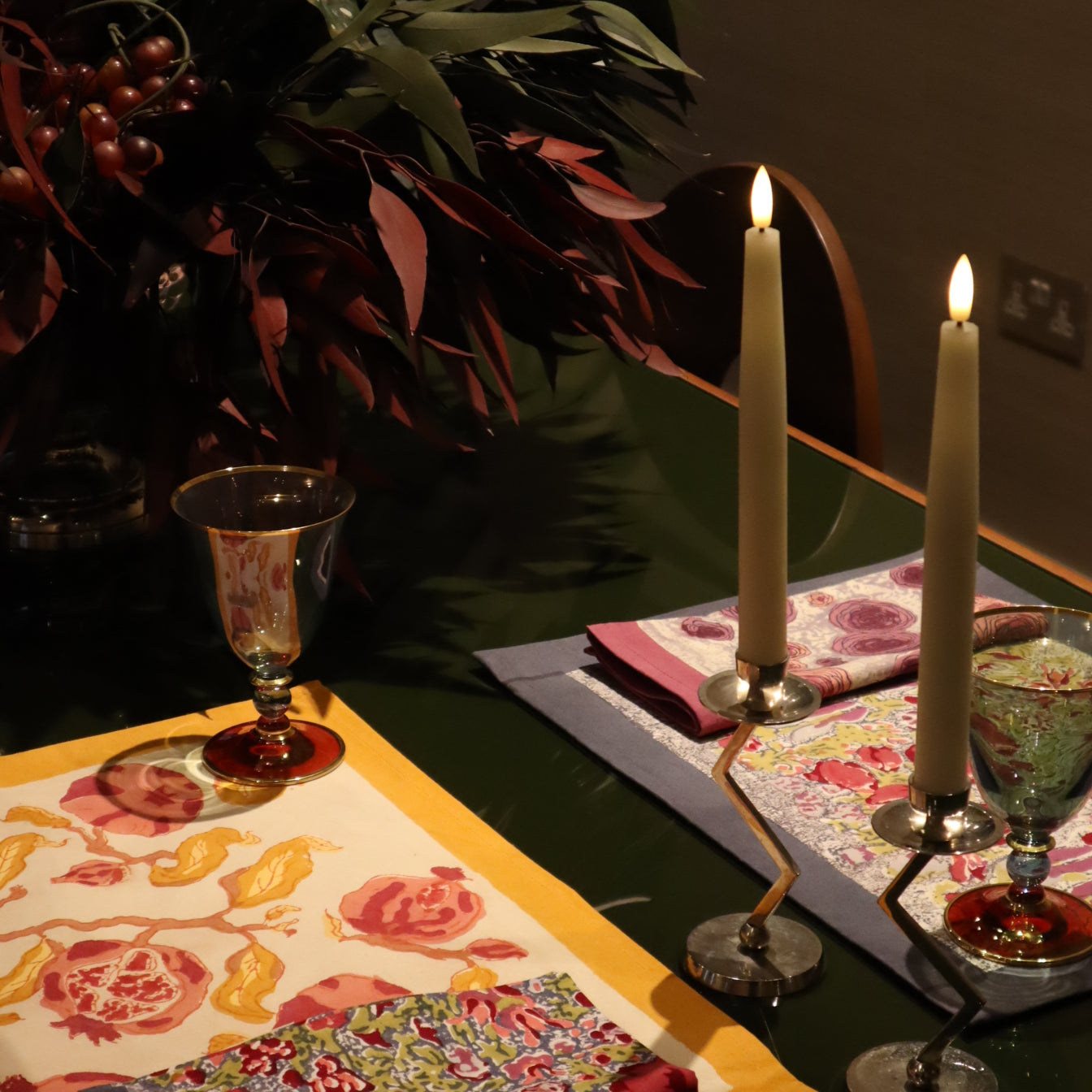 Set de table Renoncule Vert Rouge