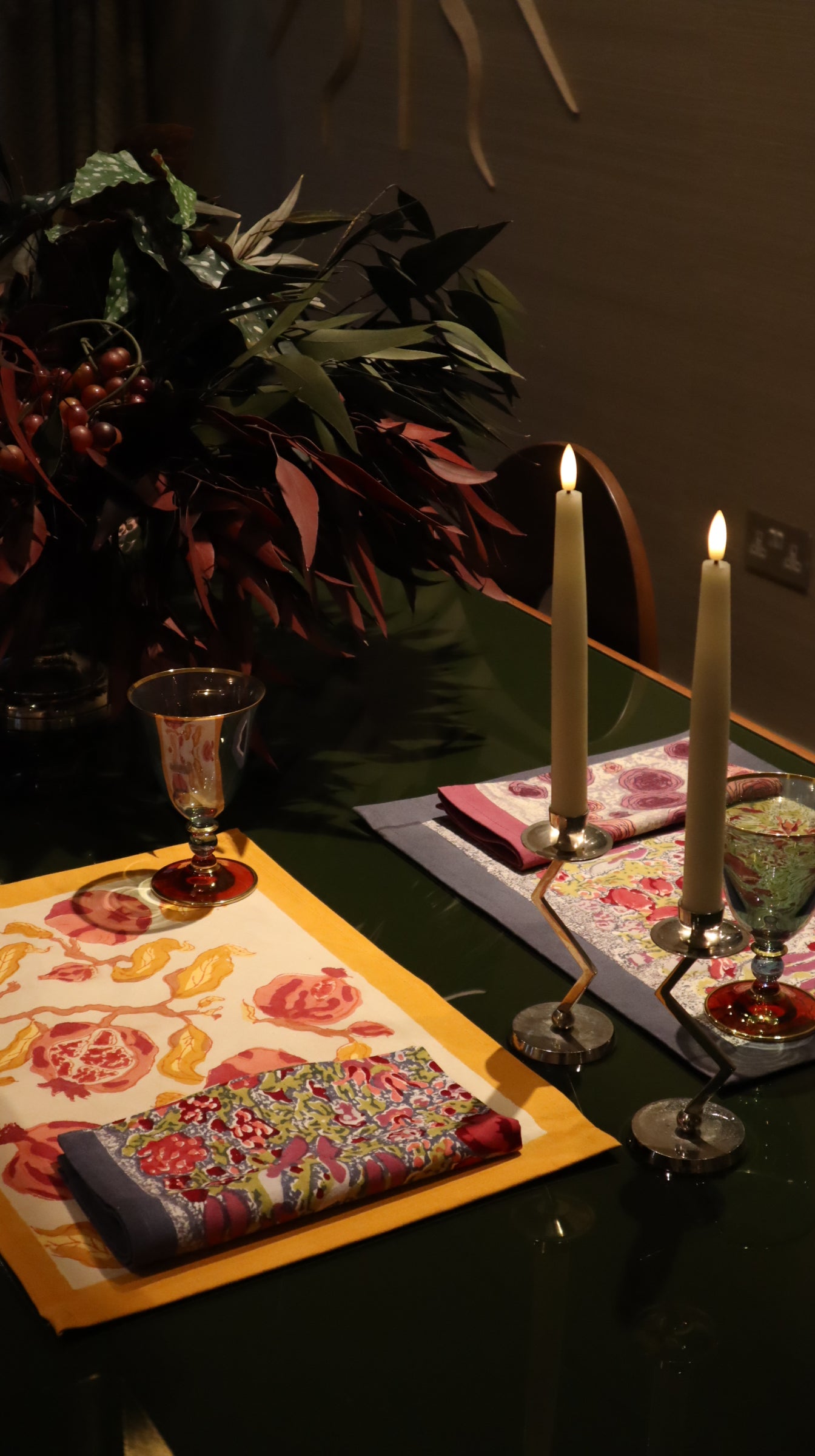 Set de table Renoncule Vert Rouge