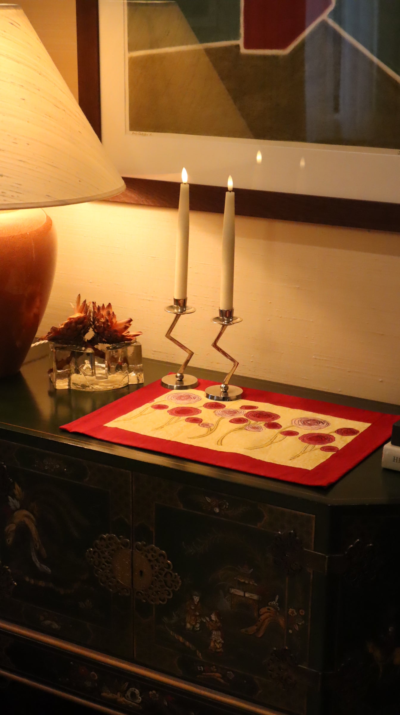 Set de table Renoncule Vert Rouge