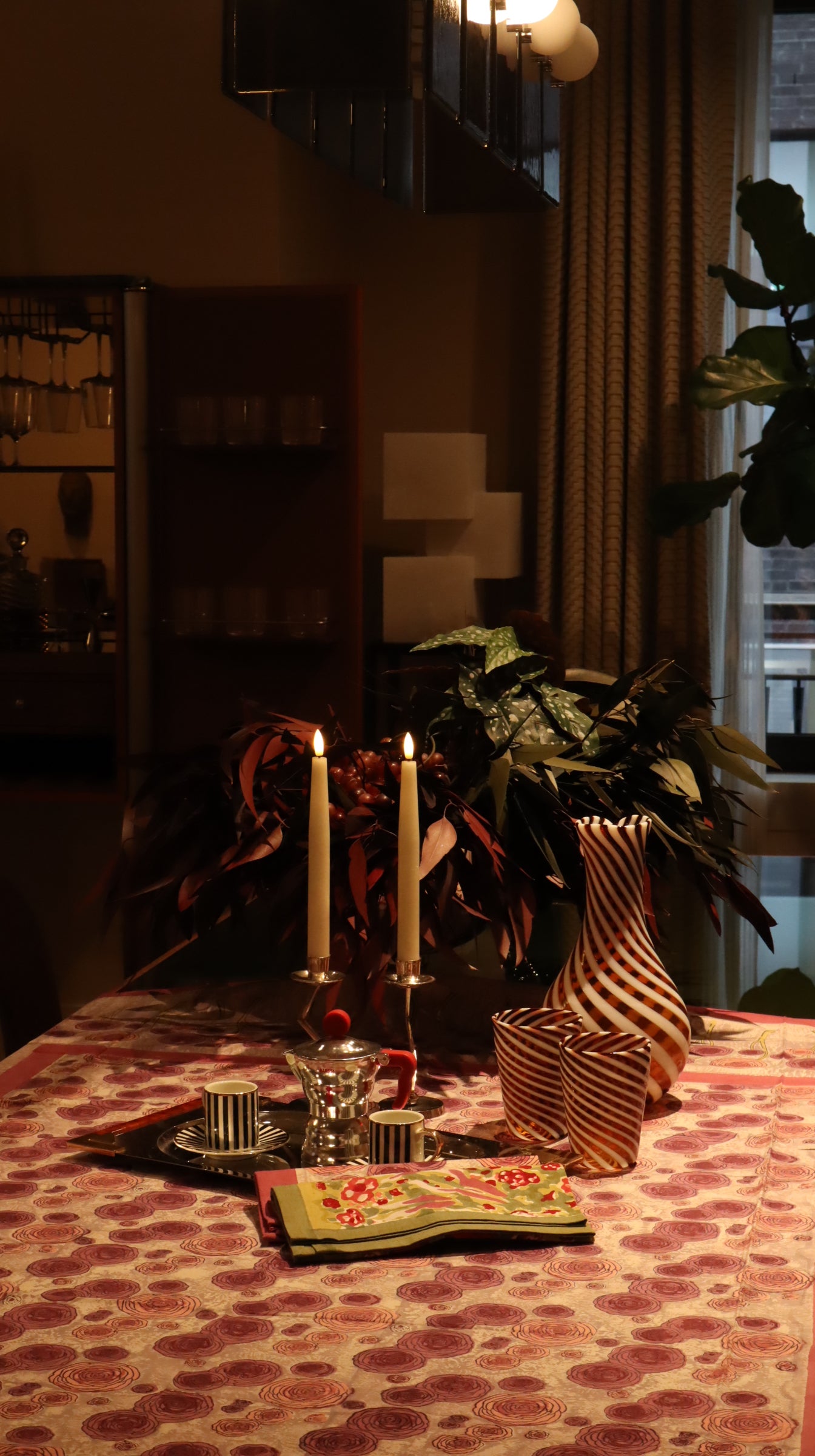 Set de table Renoncule Vert Rouge