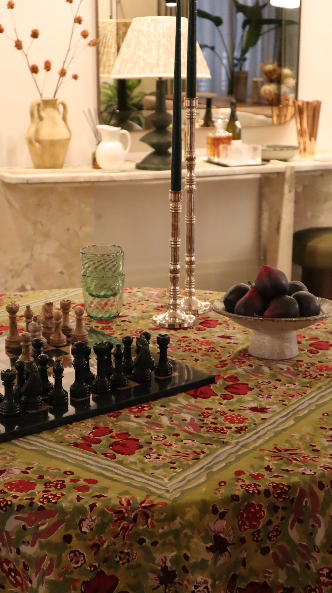 Nappe Française Jardin Vert Rouge