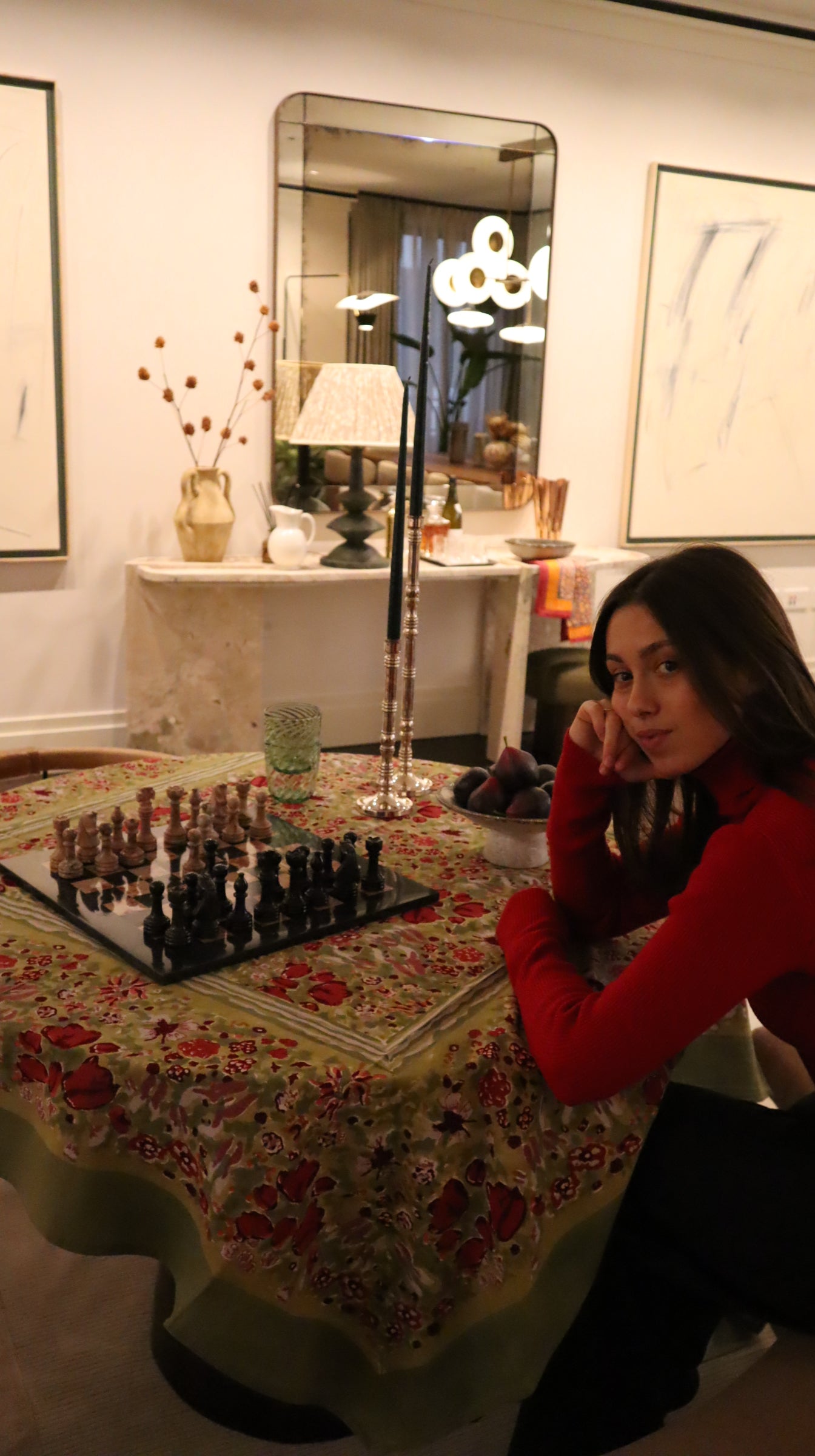 Nappe Française Jardin Vert Rouge