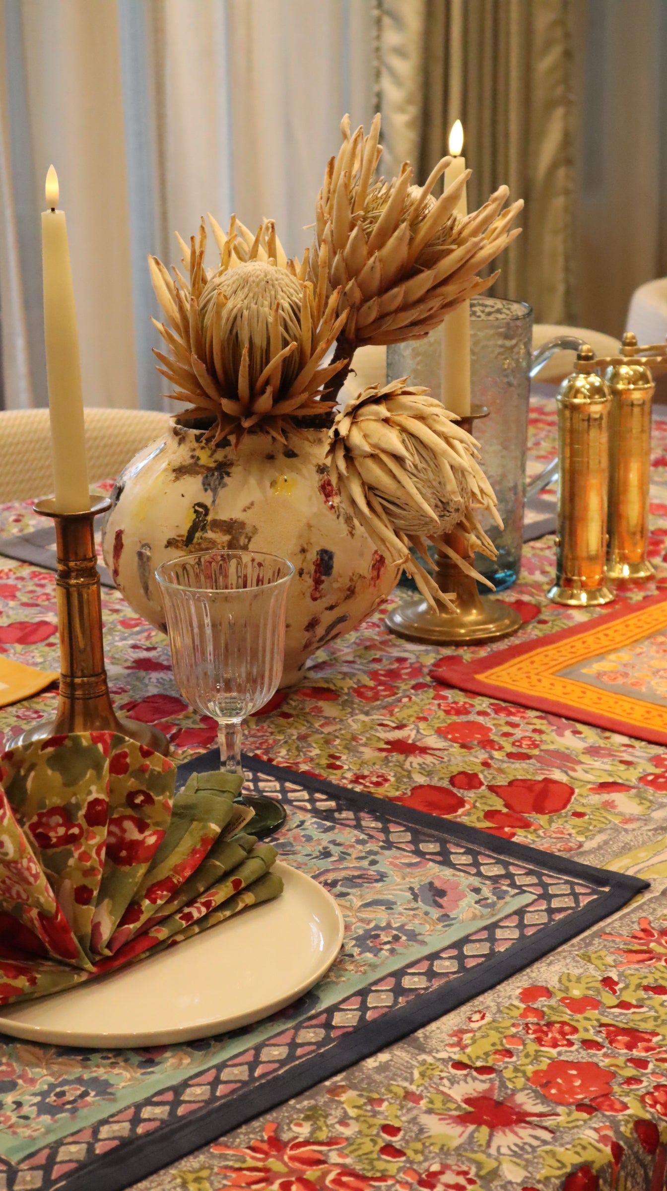 Set de table Renoncule Vert Rouge