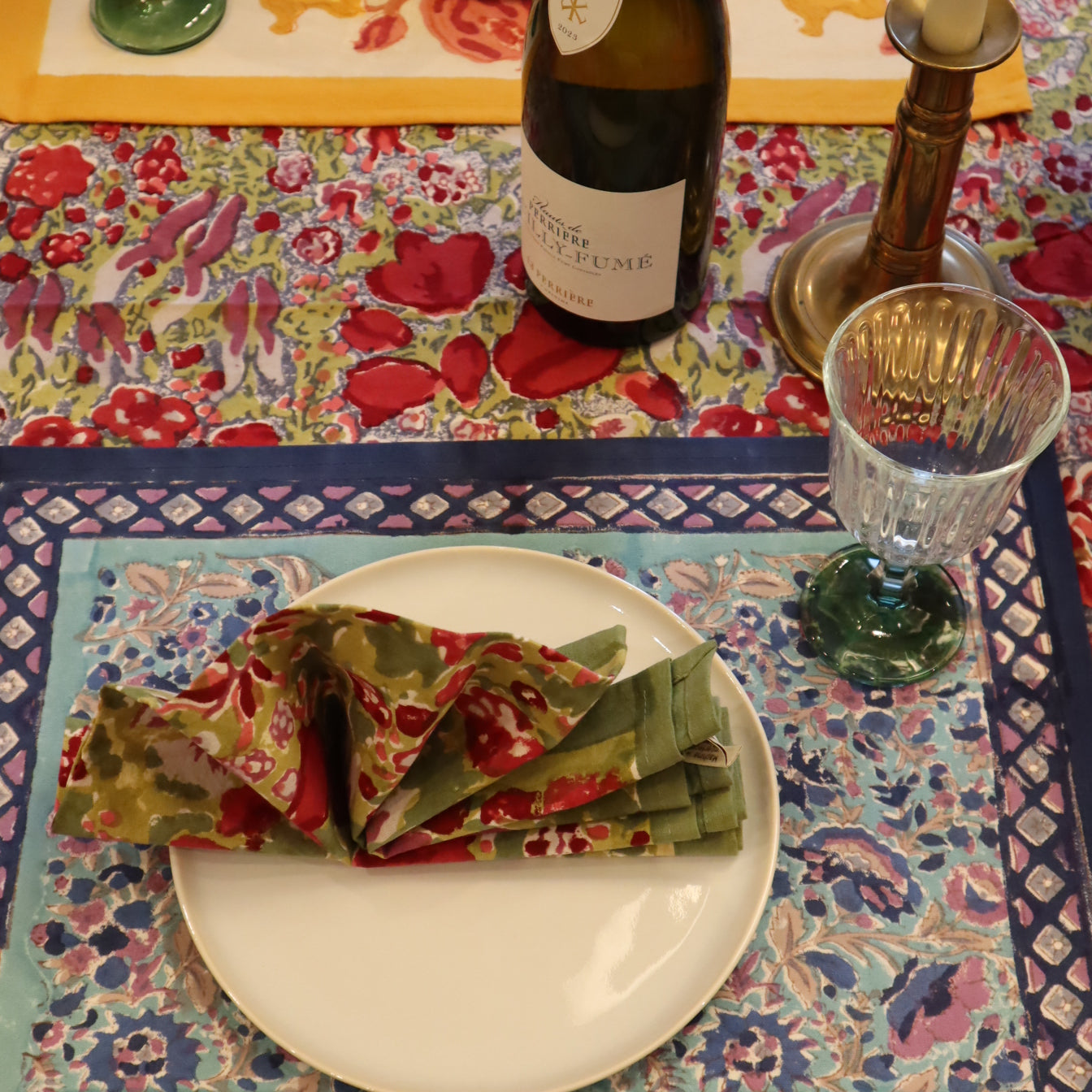 Set de table Renoncule Vert Rouge