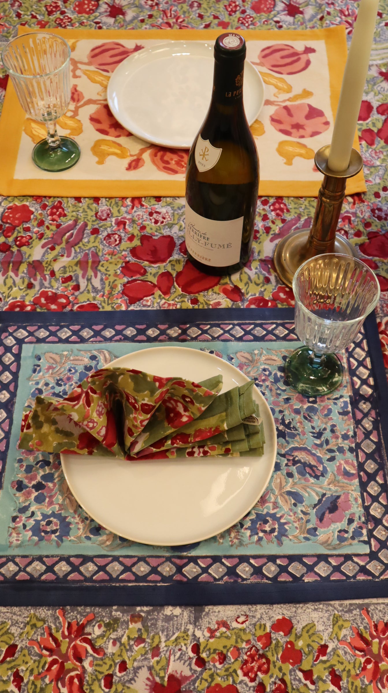 Set de table Renoncule Vert Rouge