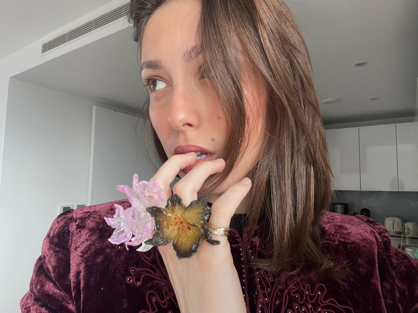 Daffodil Flower Ring Nº1 - Black Edge & Yellow