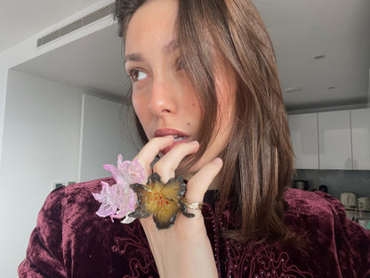 Daffodil Flower Ring Nº1 - Black Edge & Yellow