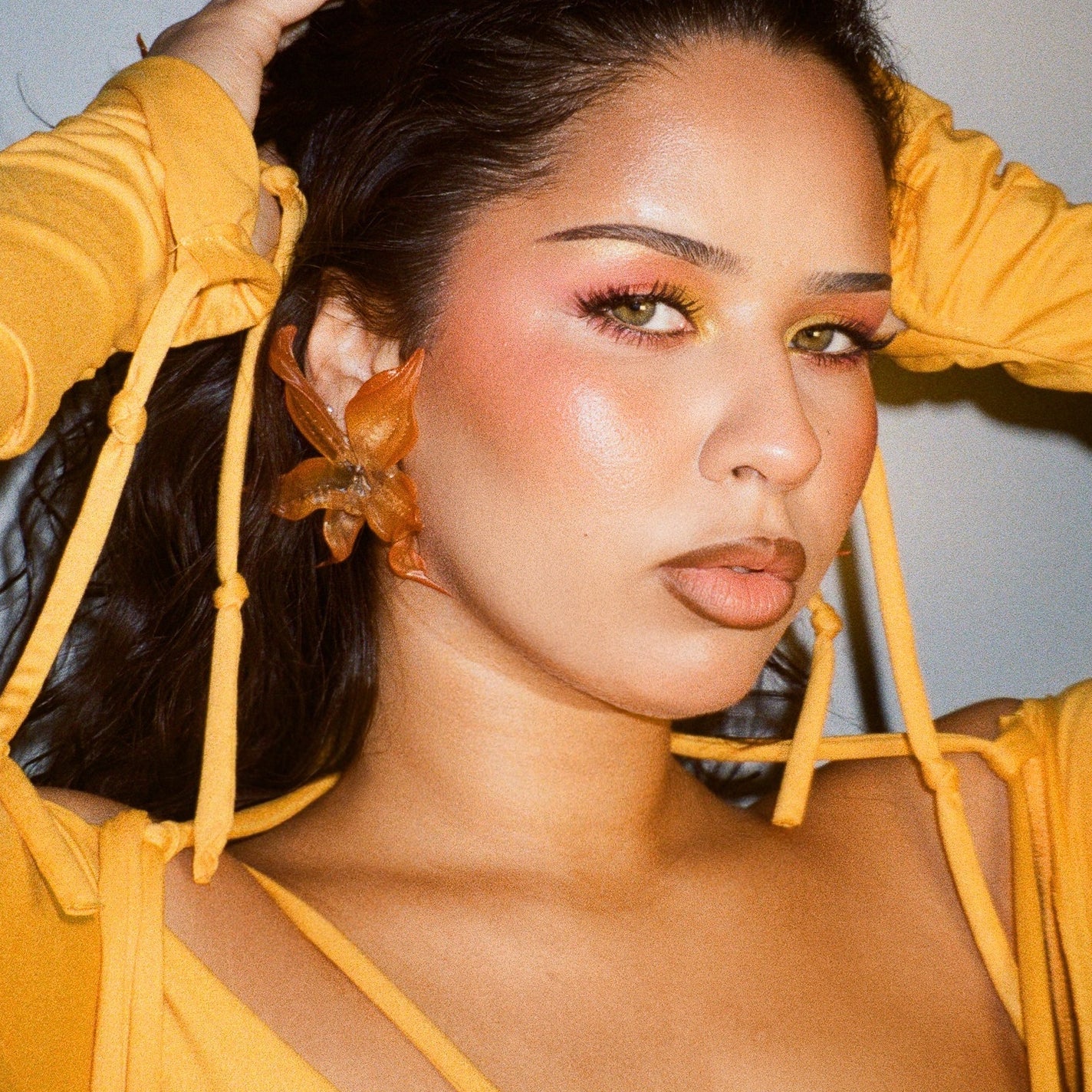 Boucles d'oreilles Orchidée Coucher de Soleil Brûlé